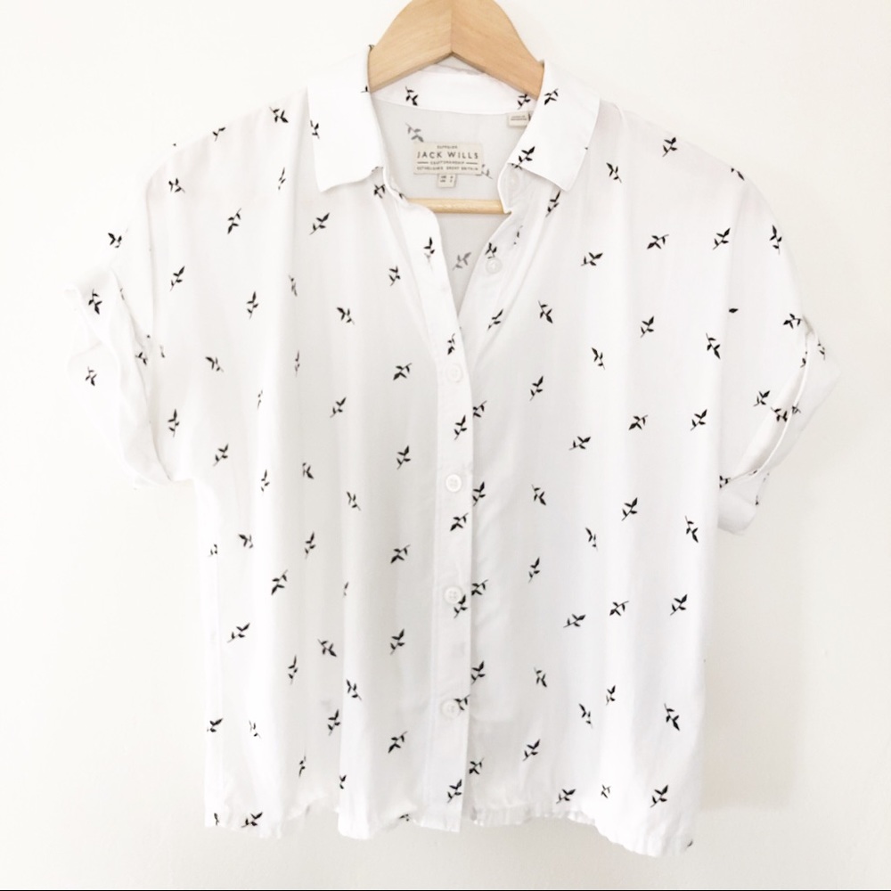 Jack Wills | White Cropped Button Down Blouse